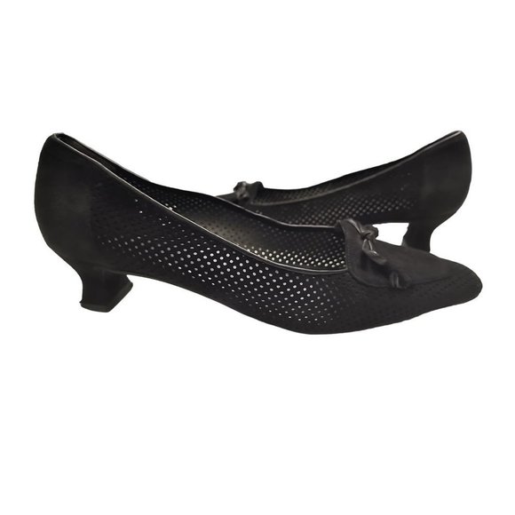 Stuart Weitzman Women Kitten Heel Pump Black suede Squared Toe 8.5M‎ - Picture 1 of 14